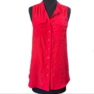 J. Crew Red Lightweight Button Up Sleeveless Top - Size 0